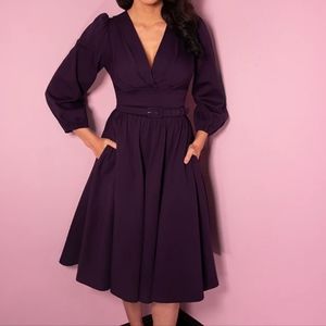 Bawdy Swing Dress in Eggplant